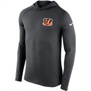 Wholesale Cheap Men's Cincinnati Bengals Nike Charcoal Stadium Touch Hooded Performance Long Sleeve T-Shirt