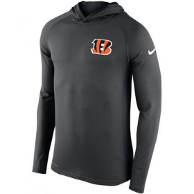 Wholesale Cheap Men\'s Cincinnati Bengals Nike Charcoal Stadium Touch Hooded Performance Long Sleeve T-Shirt
