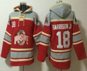 Cheap Men's Ohio State Buckeyes #18 Marvin Harrison Jr Red Ageless Must Have Lace Up Pullover Hoodie