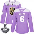 Wholesale Cheap Adidas Golden Knights #6 Colin Miller Purple Authentic Fights Cancer 2018 Stanley Cup Final Women's Stitched NHL Jersey