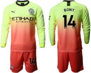 Wholesale Cheap Manchester City #14 Bony Third Long Sleeves Soccer Club Jersey