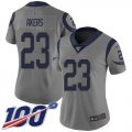 Wholesale Cheap Nike Rams #23 Cam Akers Gray Women's Stitched NFL Limited Inverted Legend 100th Season Jersey
