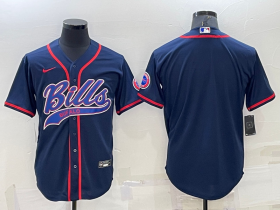Wholesale Men\'s Buffalo Bills Blank Navy Blue Stitched MLB Cool Base Nike Baseball Jersey