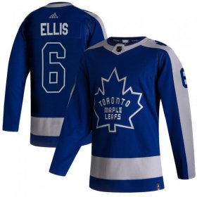 Wholesale Cheap Men\'s Toronto Maple Leafs #6 Ron Ellis 2021 Reverse Retro Blue Special Edition Authentic Jersey
