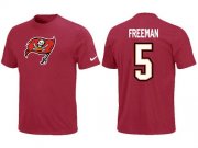 Wholesale Cheap Nike Tampa Bay Buccaneers #5 Josh Freeman Name & Number NFL T-Shirt Red