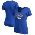 Wholesale Cheap Women's Denver Broncos NFL Pro Line by Fanatics Branded Royal Banner Wave V-Neck T-Shirt