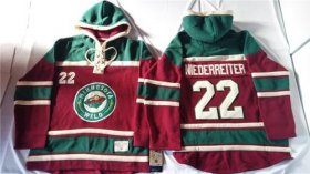 Wholesale Cheap Wild #22 Nino Niederreiter Red Sawyer Hooded Sweatshirt Stitched NHL Jersey