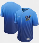 Wholesale Cheap Nike Brewers Blank Royal Fade Authentic Stitched MLB Jersey