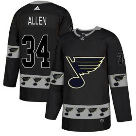 Wholesale Cheap Adidas Blues #34 Jake Allen Black Authentic Team Logo Fashion Stitched NHL Jersey