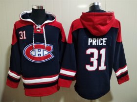 Wholesale Cheap Men\'s Hockey Montreal Canadiens #31 Carey Price Navy Blue Hoodie