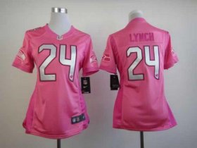 Wholesale Cheap Nike Seahawks #24 Marshawn Lynch Pink Women\'s Be Luv\'d Stitched NFL Elite Jersey