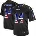 Wholesale Cheap Nike Chargers #14 Dan Fouts Black Men's Stitched NFL Elite USA Flag Fashion Jersey