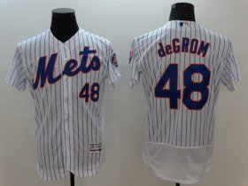 Wholesale Cheap Mets #48 Jacob DeGrom White(Blue Strip) Flexbase Authentic Collection Stitched MLB Jersey
