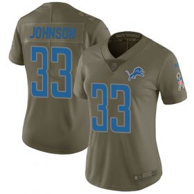Wholesale Cheap Nike Lions #33 Kerryon Johnson Olive Women\'s Stitched NFL Limited 2017 Salute to Service Jersey