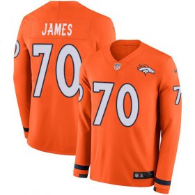 Wholesale Cheap Men\'s Broncos #70 Ja\'Wuan James Orange Team Color Men\'s Stitched NFL Limited Therma Long Sleeve Jersey
