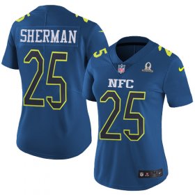 Wholesale Cheap Nike Seahawks #25 Richard Sherman Navy Women\'s Stitched NFL Limited NFC 2017 Pro Bowl Jersey