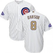 Wholesale Cheap Cubs #8 Andre Dawson White(Blue Strip) 2017 Gold Program Cool Base Stitched MLB Jersey