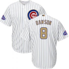 Wholesale Cheap Cubs #8 Andre Dawson White(Blue Strip) 2017 Gold Program Cool Base Stitched MLB Jersey