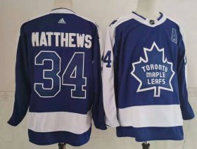 Wholesale Cheap Men\'s Toronto Maple Leafs #34 Auston Matthews Royal Blue 2021 Retro Stitched NHL Jersey