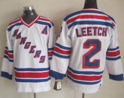 Wholesale Cheap Rangers #2 Brian Leetch White CCM Throwback Stitched NHL Jersey