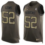 Wholesale Cheap Nike Ravens #52 Ray Lewis Green Men's Stitched NFL Limited Salute To Service Tank Top Jersey