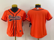 Wholesale Cheap Women's Denver Broncos Blank Orange With Patch Cool Base Stitched Baseball Jersey