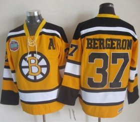Wholesale Cheap Bruins #37 Patrice Bergeron Yellow Winter Classic CCM Throwback Stitched NHL Jersey