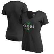 Wholesale Cheap Los Angeles Dodgers Majestic Women's Forever Lucky V-Neck T-Shirt Black