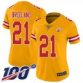 Wholesale Cheap Nike Chiefs #21 Bashaud Breeland Gold Women's Stitched NFL Limited Inverted Legend 100th Season Jersey