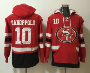 Wholesale Cheap Men's San Francisco 49ers #10 Jimmy Garoppolo NEW Red Pocket Stitched NFL Pullover Hoodie