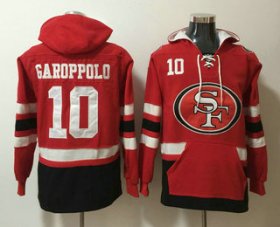 Wholesale Cheap Men\'s San Francisco 49ers #10 Jimmy Garoppolo NEW Red Pocket Stitched NFL Pullover Hoodie