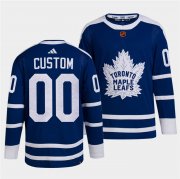 Wholesale Cheap Men's Toronto Maple Leafs Black Custom Blue 2022 Reverse Retro Stitched Jersey