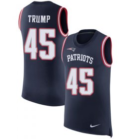 Wholesale Cheap Nike Patriots #45 Donald Trump Navy Blue Team Color Men\'s Stitched NFL Limited Rush Tank Top Jersey