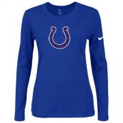 Wholesale Cheap Women's Nike Indianapolis Colts Of The City Long Sleeve Tri-Blend NFL T-Shirt Blue-2