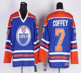 Wholesale Cheap Oilers #7 Paul Coffey Light Blue CCM Throwback Stitched NHL Jersey