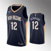 Wholesale Cheap Men's New Orleans Pelicans #12 Jose Alvarado Navy Icon Edition Stitched Jersey