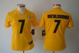 Wholesale Cheap Nike Steelers #7 Ben Roethlisberger Gold Women\'s Stitched NFL Limited Jersey