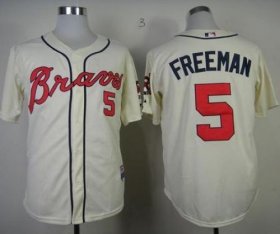 Wholesale Cheap Braves #5 Freddie Freeman Cream Cool Base Stitched Youth MLB Jersey