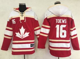Wholesale Cheap Team CA. #16 Jonathan Toews Red Sawyer Hooded Sweatshirt 2016 World Cup Stitched NHL Jersey