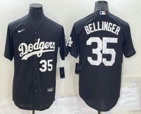 Wholesale Cheap Men\'s Los Angeles Dodgers #35 Cody Bellinger Number Black Turn Back The Clock Stitched Cool Base Jersey
