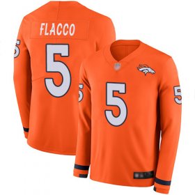 Wholesale Cheap Nike Broncos #5 Joe Flacco Orange Team Color Men\'s Stitched NFL Limited Therma Long Sleeve Jersey