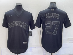 Wholesale Cheap Men\'s Houston Astros #27 Jose Altuve Black Pullover Turn Back The Clock Stitched Cool Base Jersey