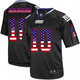 Wholesale Cheap Nike Giants #10 Eli Manning Black Men\'s Stitched NFL Elite USA Flag Fashion Jersey