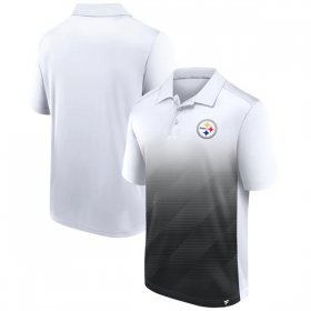 Wholesale Men\'s Pittsburgh Steelers White Black Iconic Parameter Sublimated Polo