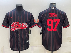 Wholesale Cheap Men\'s San Francisco 49ers #97 Nick Bosa Black With Patch Cool Base Stitched Baseball Jersey