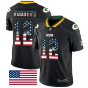 Wholesale Cheap Nike Packers #12 Aaron Rodgers Black Men's Stitched NFL Limited Rush USA Flag Jersey