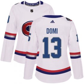 Wholesale Cheap Adidas Canadiens #13 Max Domi White Authentic 2017 100 Classic Women\'s Stitched NHL Jersey