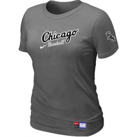 Wholesale Cheap Women\'s Chicago White Sox Nike Away Practice MLB T-Shirt Crow Grey
