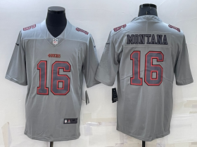 Wholesale Men\'s San Francisco 49ers #16 Joe Montana Grey Atmosphere Fashion 2022 Vapor Untouchable Stitched Limited Jersey