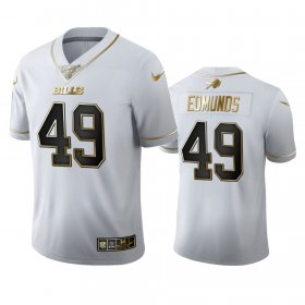 Wholesale Cheap Buffalo Bills #49 Tremaine Edmunds Men\'s Nike White Golden Edition Vapor Limited NFL 100 Jersey